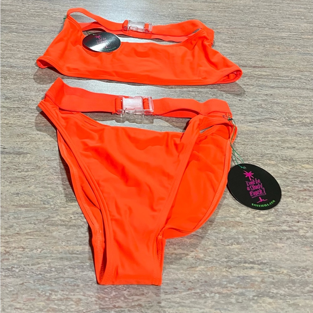NWT Dollskill Current Mood Don’t be a shady peach bikini set